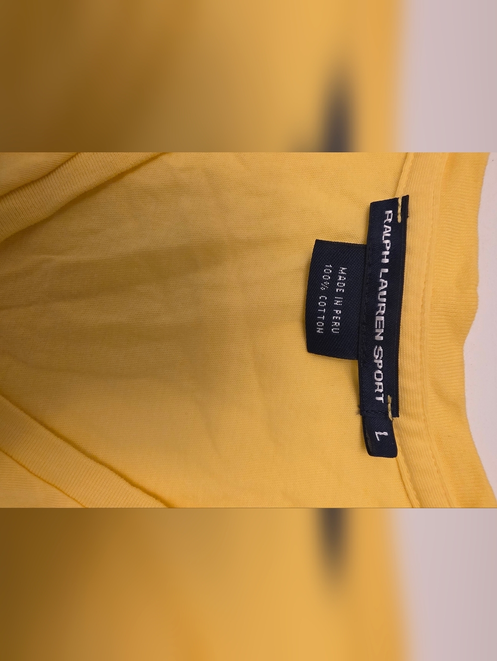 Polo by Ralph Lauren Women's Yellow V-Neck Polo Tee with Blue Pony ~ Size Large - Picture 6 of 8